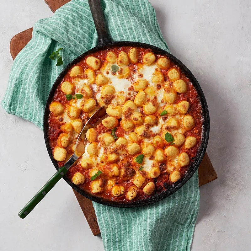 Gnoccigratäng med kryddig&nbsp;kycklingfärs